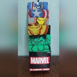 Mens Size 8-12 Marvel SuperHero 6 pack Socks Captain America, Iron Man, Hulk NWT